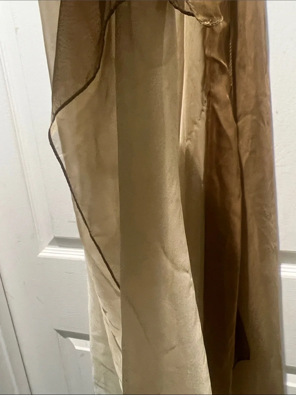Ralph Lauren Two-Tone Sheer Silk Wrap Scarf in Cream and Brown - Picture 4 of 6